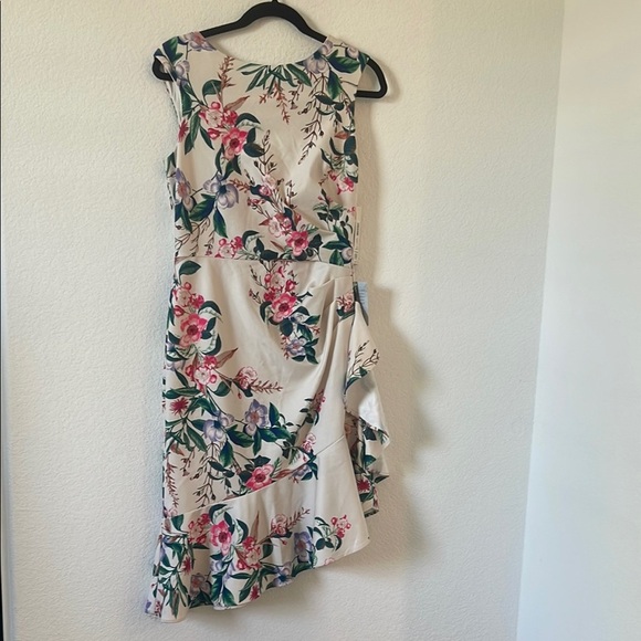 NWT - Eliza J Pink & Orange Asymmetrical Ruffled Sundress - Sz 10 - Picture 1 of 13